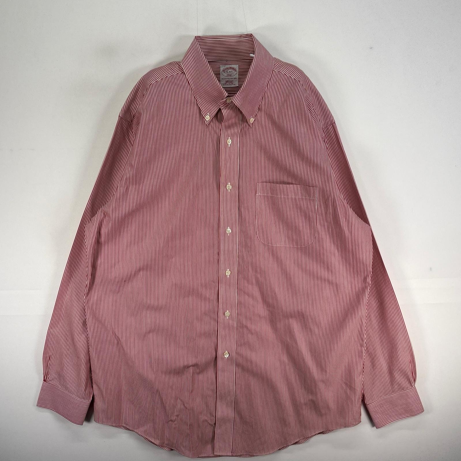 古着 ブルックスブラザーズ Brooks Brothers 長袖シャツ 胸ポケ ボタンダウン 346 L  レッド系 ストライプ メンズ