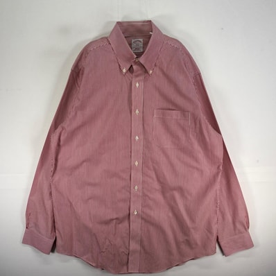古着 ブルックスブラザーズ Brooks Brothers 長袖シャツ 胸ポケ ボタンダウン 346 L レッド系 ストライプ メンズ