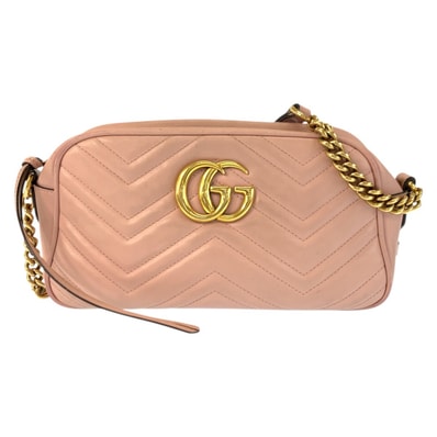 GUCCI グッチ GGマーモント ピンク ゴールド金具 レザー ショルダーバッグ ポシェット 601399 【中古】