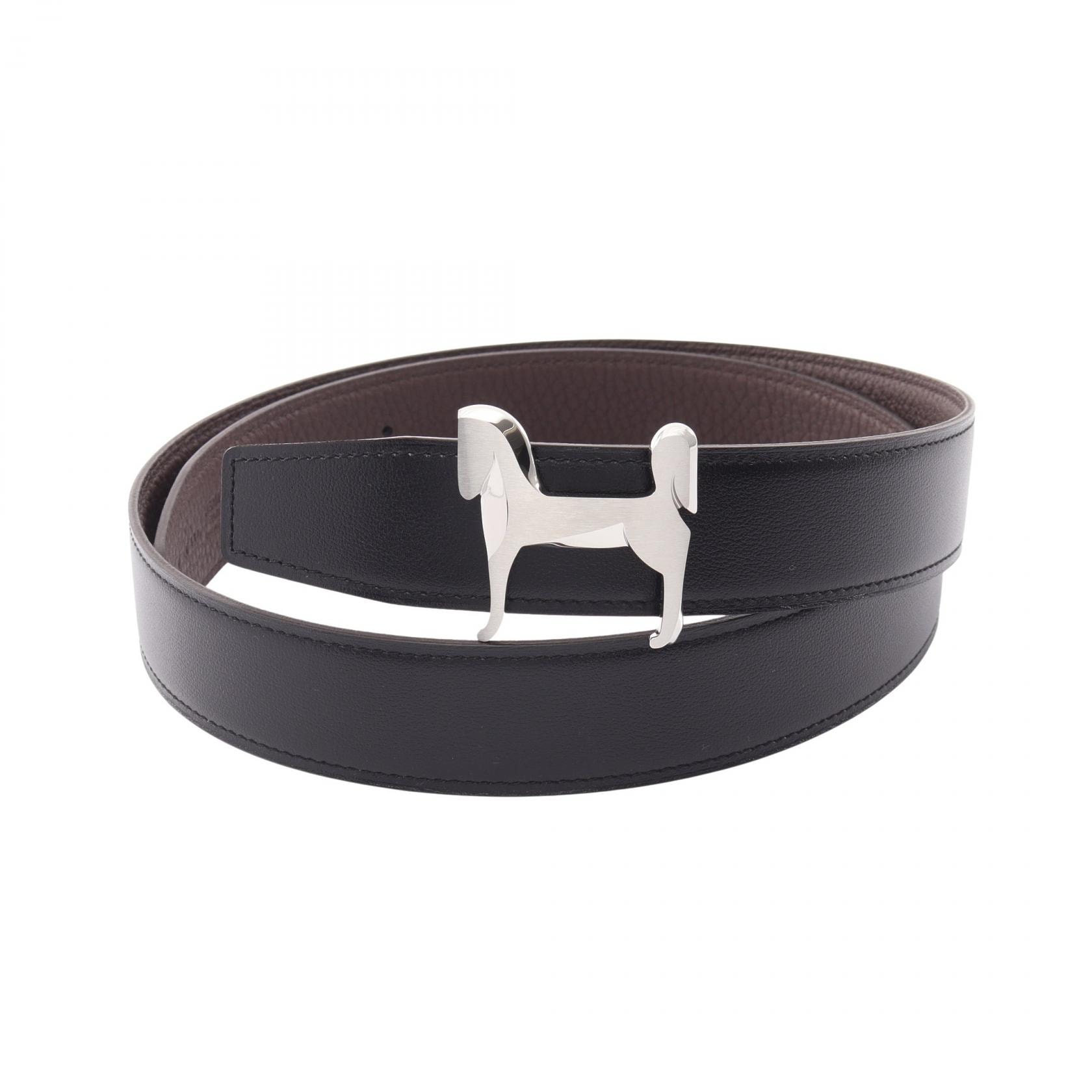 エルメス HERMES パナッシュ リバーシブル ベルト 衣料品 カーフ(牛革) トゴ トゴ W刻印(2024年製造) メンズ ブラック系 / ブラウン系 【中古】