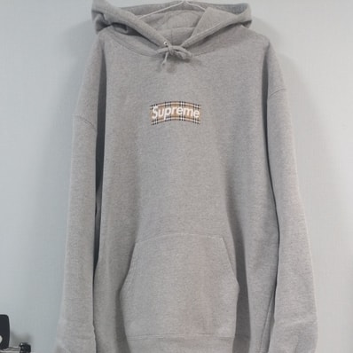 Supreme / Burberry Box Logo Hooded Sweatshirt "Heather Grey"