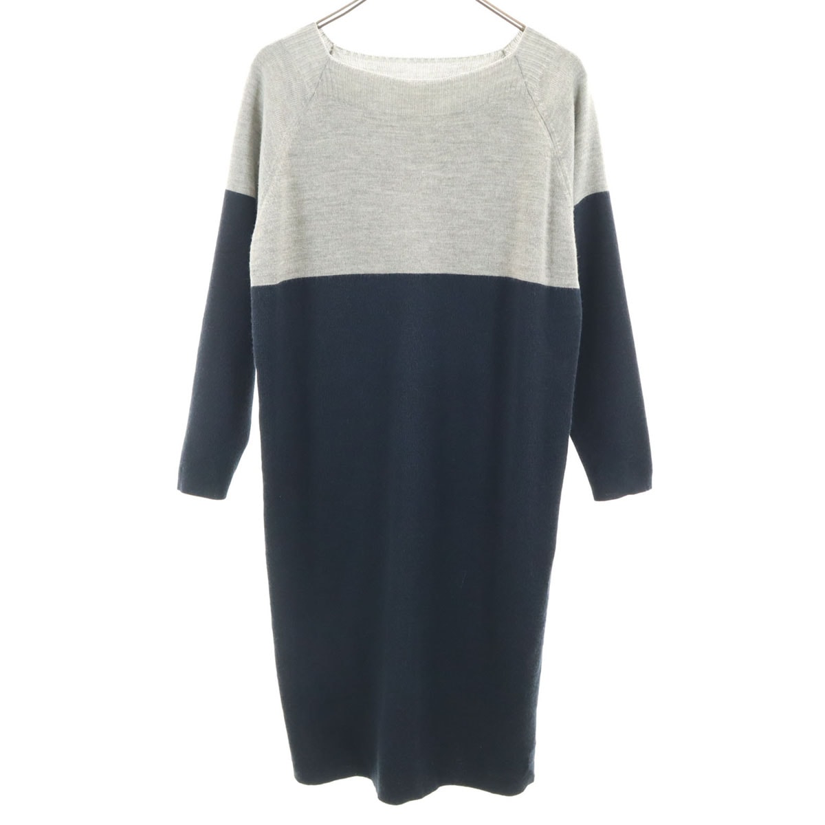 BEAMS HEART ビームスハート 長袖 ニット ワンピース ネイビー