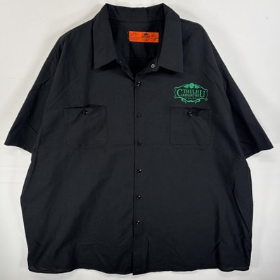 古着 レッドキャップ RED KAP 半袖シャツ ワークシャツ 両面プリント 胸ポケ 4XL ブラック系 メンズ