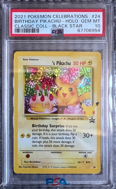 _のピカチュウ(お誕生日ピカチュウ)【英語版】(ソード&シールド「セレブレーションズ」)