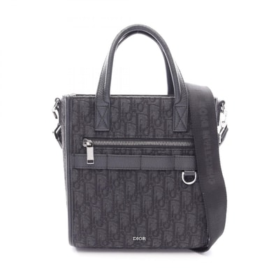 ディオール Dior Safari サファリ ノースサウス オブリーク 2WAY ハンドバッグ バッグ キャンバス レザー メンズ ブラック系 1ESPO311YKY 【中古】