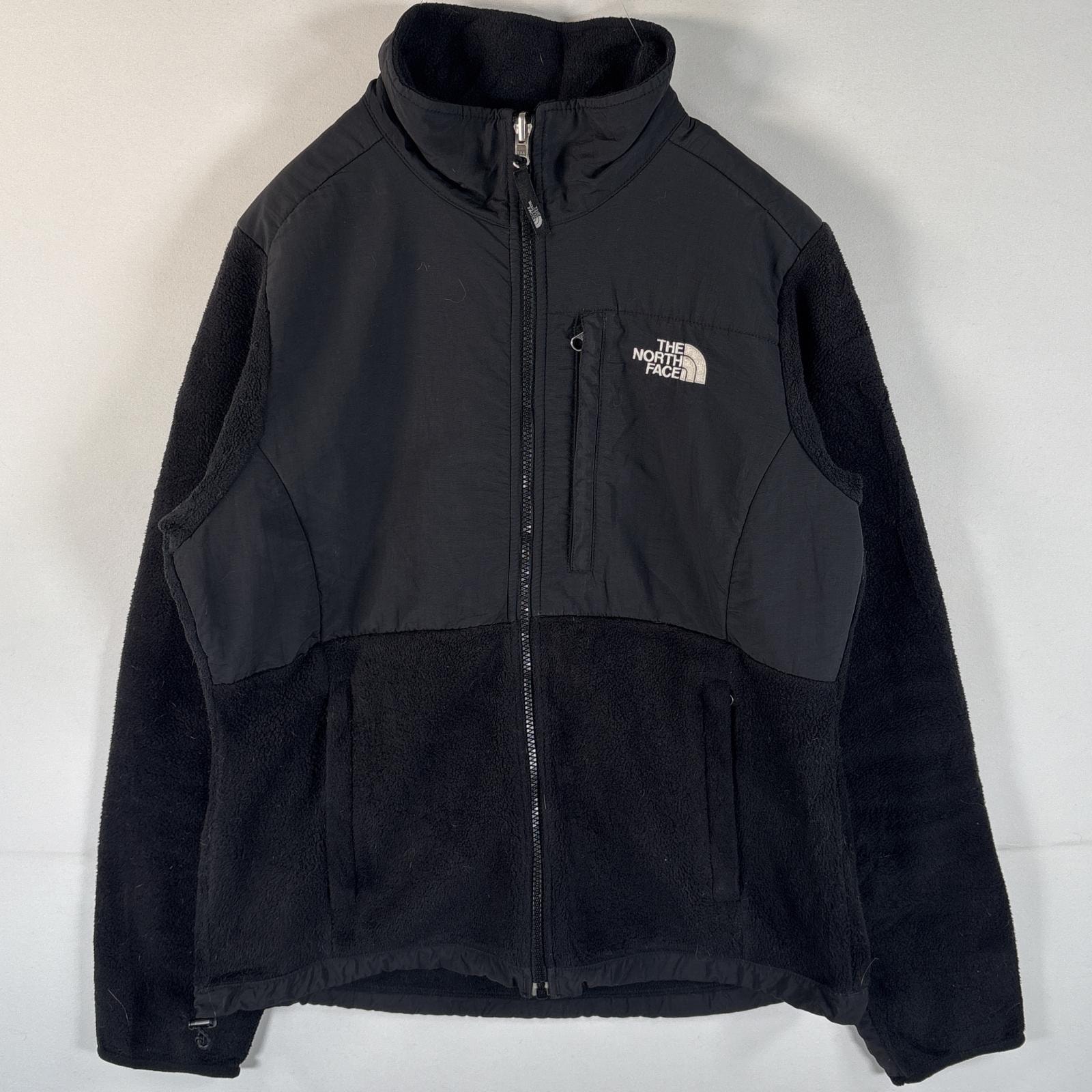 古着 ザ・ノースフェイス THE NORTH FACE フルジップフリースジャケット デナリ ワンポイントロゴ刺繍 ポーラテック M ブラック レディース