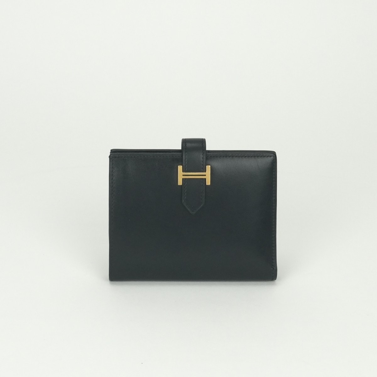 エルメス HERMES ベアンコンパクト ベアン コンパクト 財布 二つ折り財布 ミニ財布 ミニウォレット ボックスカーフ ノワール noir ブラック Black 黒 ゴールド金具
