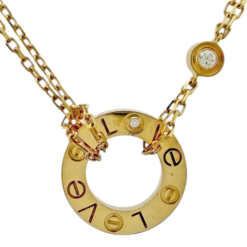 カルティエ ラブ サークル ネックレス 18金 K18イエローゴールド ダイヤモンド レディース CARTIER  中古