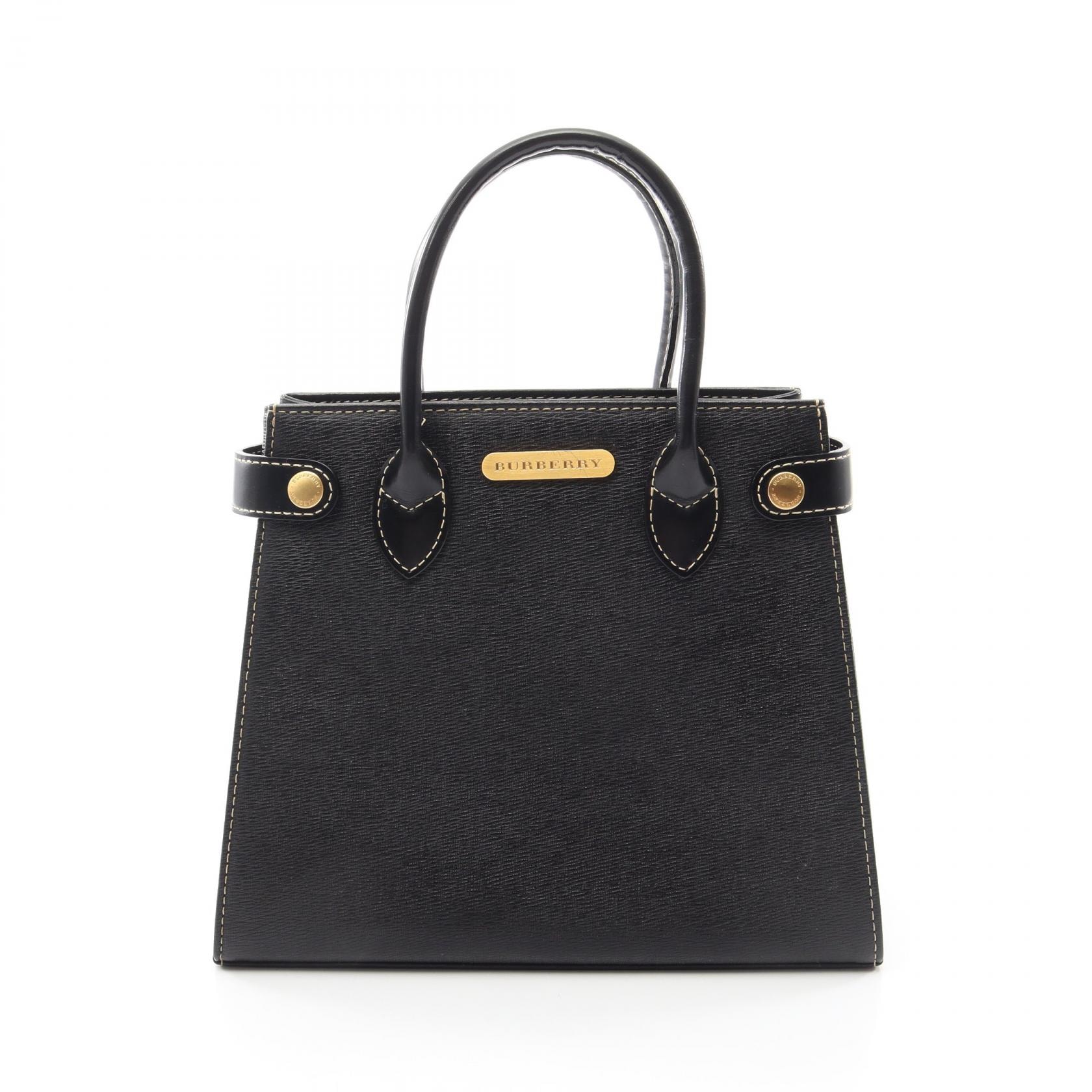バーバリー BURBERRY ロゴ ハンドバッグ バッグ レザー レディース ブラック系 【中古】
