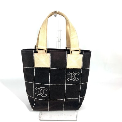 シャネル CHANEL CC ココマーク チョコバー カバン トートバッグ ハンドバッグ キャンバス ブラック