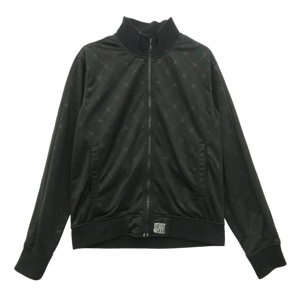 STUSSY ステューシー 00s 25th Anniversary 25周年 ストックロゴ 総柄 トラック ジャケット 中国製 ブラック系 S【中古】