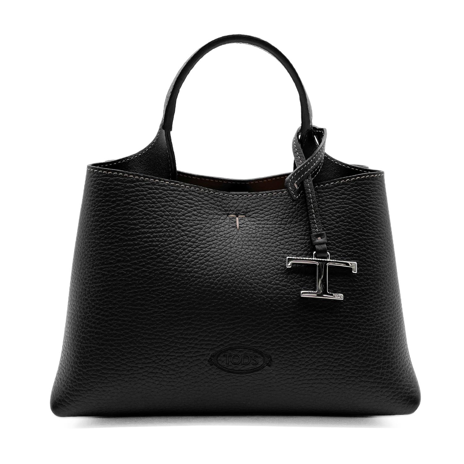 TOD’S トッズ Tタイムレス 2WAY トートバッグ
 ショルダーストラップ付 レザー ブラック レディース
 【中古】