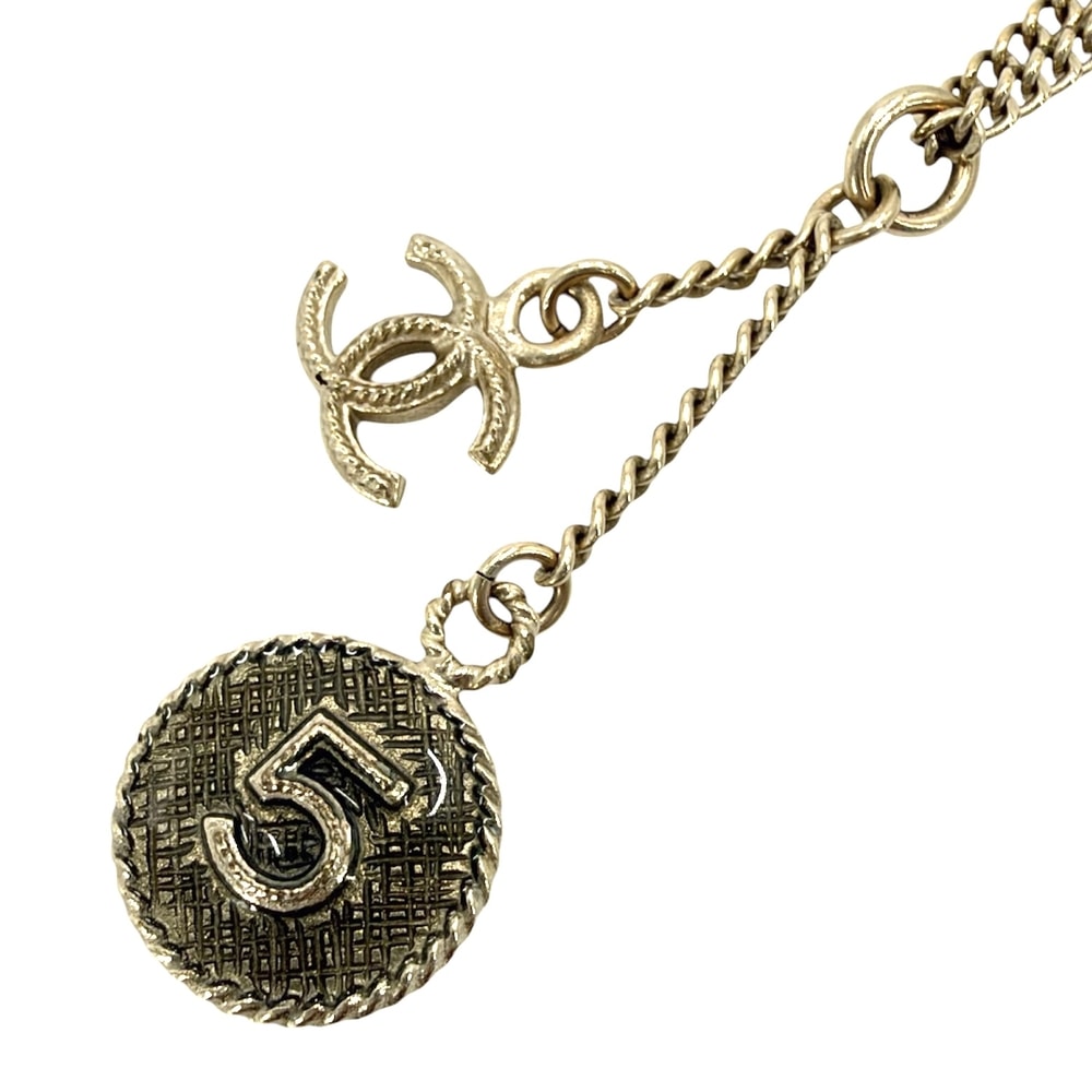 CHANEL シャネル ネックレス ココマーク ラウンドモチーフ No.5 アジャスター付き アクセサリー ヴィンテージ GP    B13P ゴールド レディース 約5.8g 2013年【中古品】