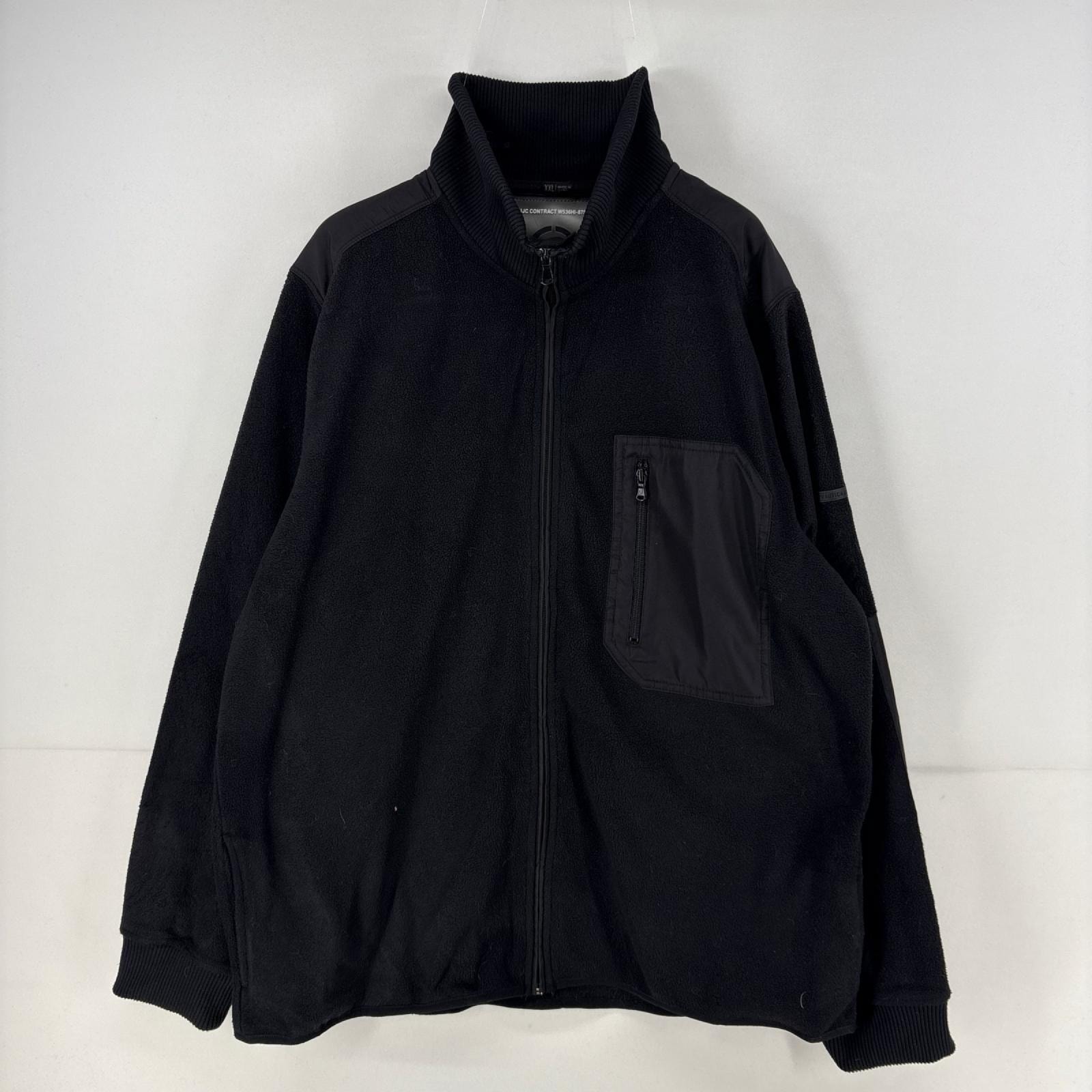 古着 ノーティカ NAUTICA フリース フリースジャケット フルジップ ワンポイント ロゴ ナイロン切り替え 2XL  ブラック系 メンズ