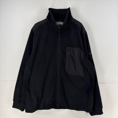 古着 ノーティカ NAUTICA フリース フリースジャケット フルジップ ワンポイント ロゴ ナイロン切り替え 2XL ブラック系 メンズ