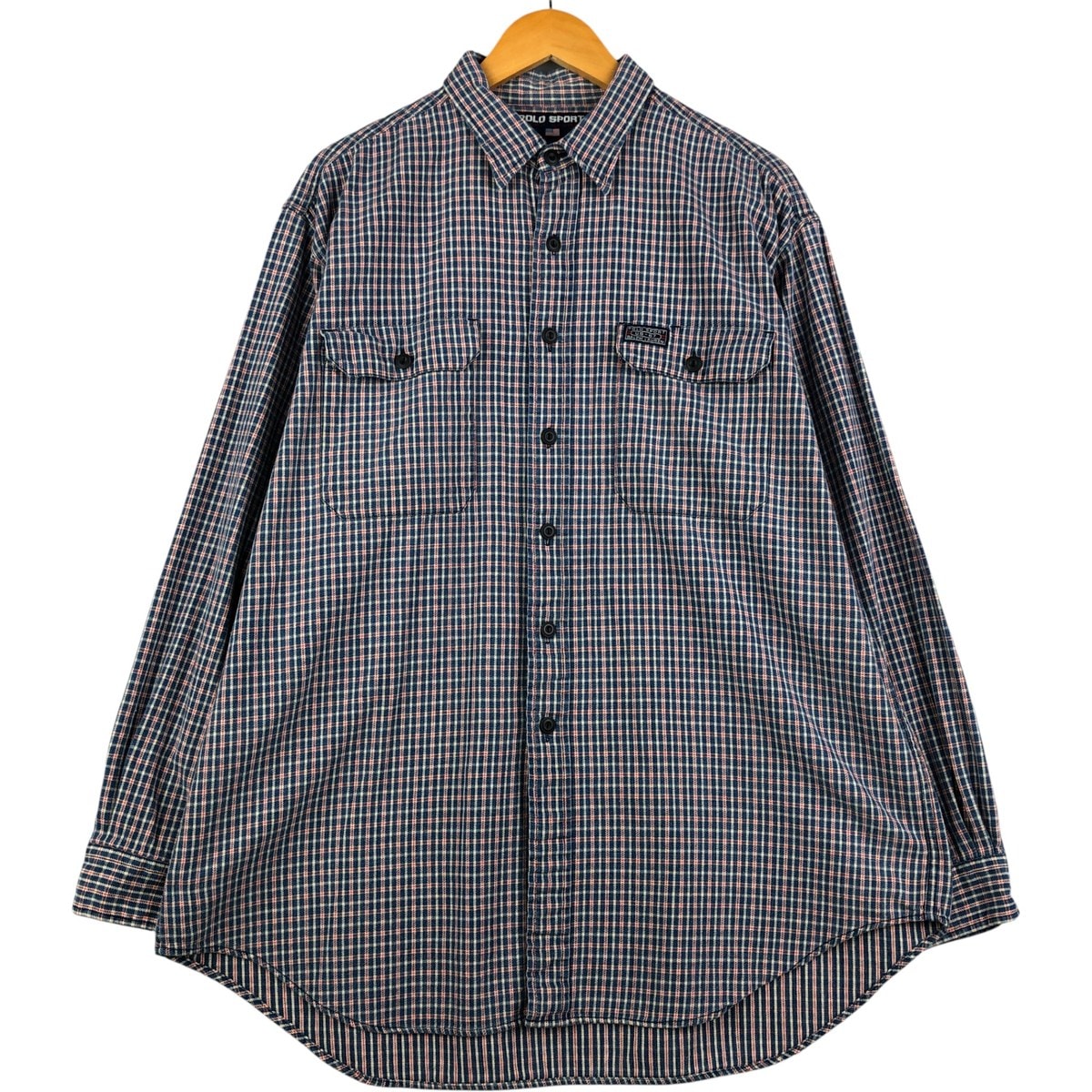 古着 90年代 ラルフローレン Ralph Lauren POLO SPORT ポロスポーツ 長袖 フランネルチェックシャツ メンズXL相当 ヴィンテージ/eaa600170