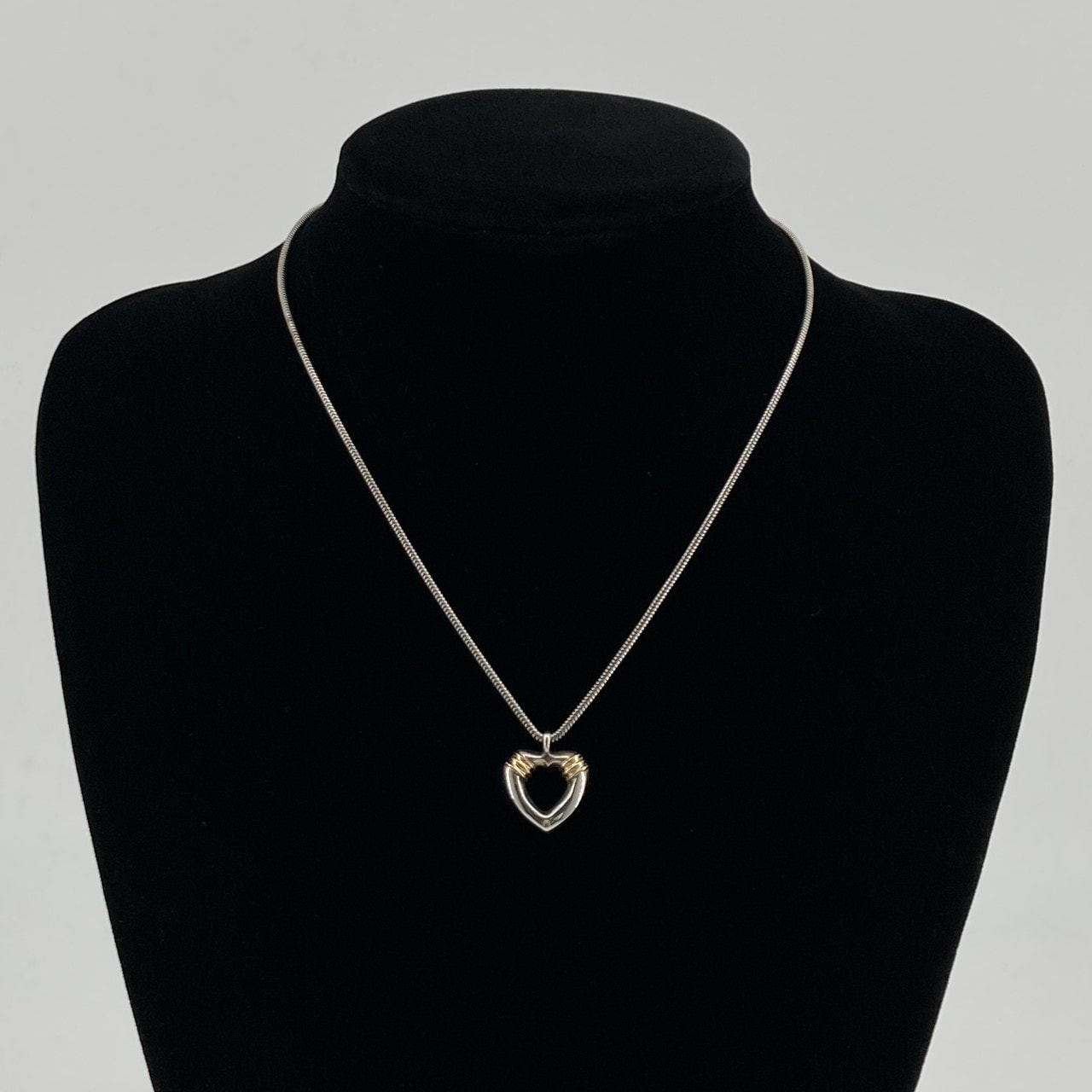 TIFFANY&Co.(ティファニー) ハートモチーフ コンビネーション スネークチェーン Ag925/Au750 ネックレス 10.71g シルバー×ゴールド