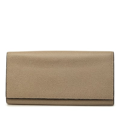 ヴァレクストラ 二つ折り財布 長財布 グレージュ レザー レディース Valextra 中古