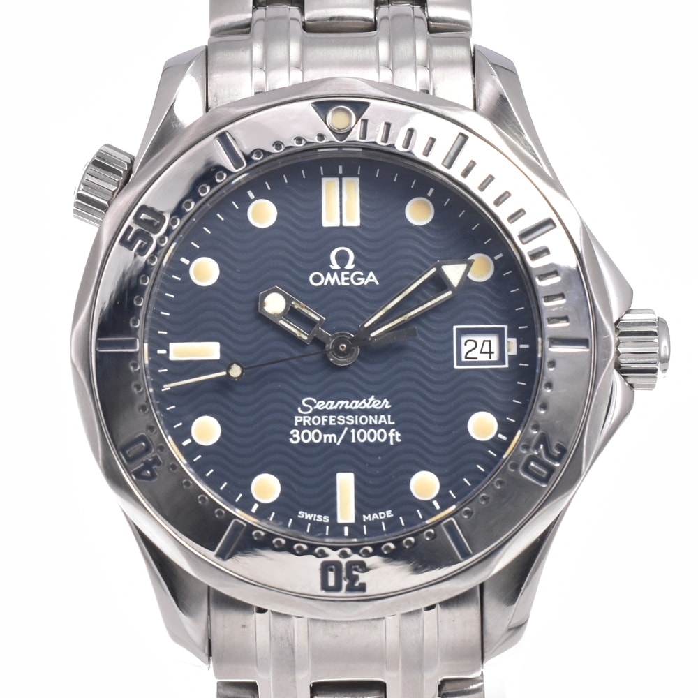 オメガ OMEGA 2562.80 シーマスター プロフェッショナル 300M デイト ブルー クォーツ ユニセックス 良品 腕時計 I#150364