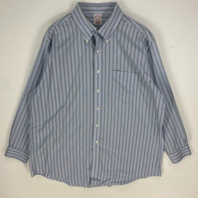 古着 ブルックスブラザーズ Brooks Brothers 長袖シャツ 胸ポケット 1818 ロングスリーブ XL 水色系 ストライプ メンズ