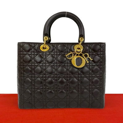 Christian Dior ディオール レディディオール カナージュ ラムスキン ハンドバッグ ブラウン
38779