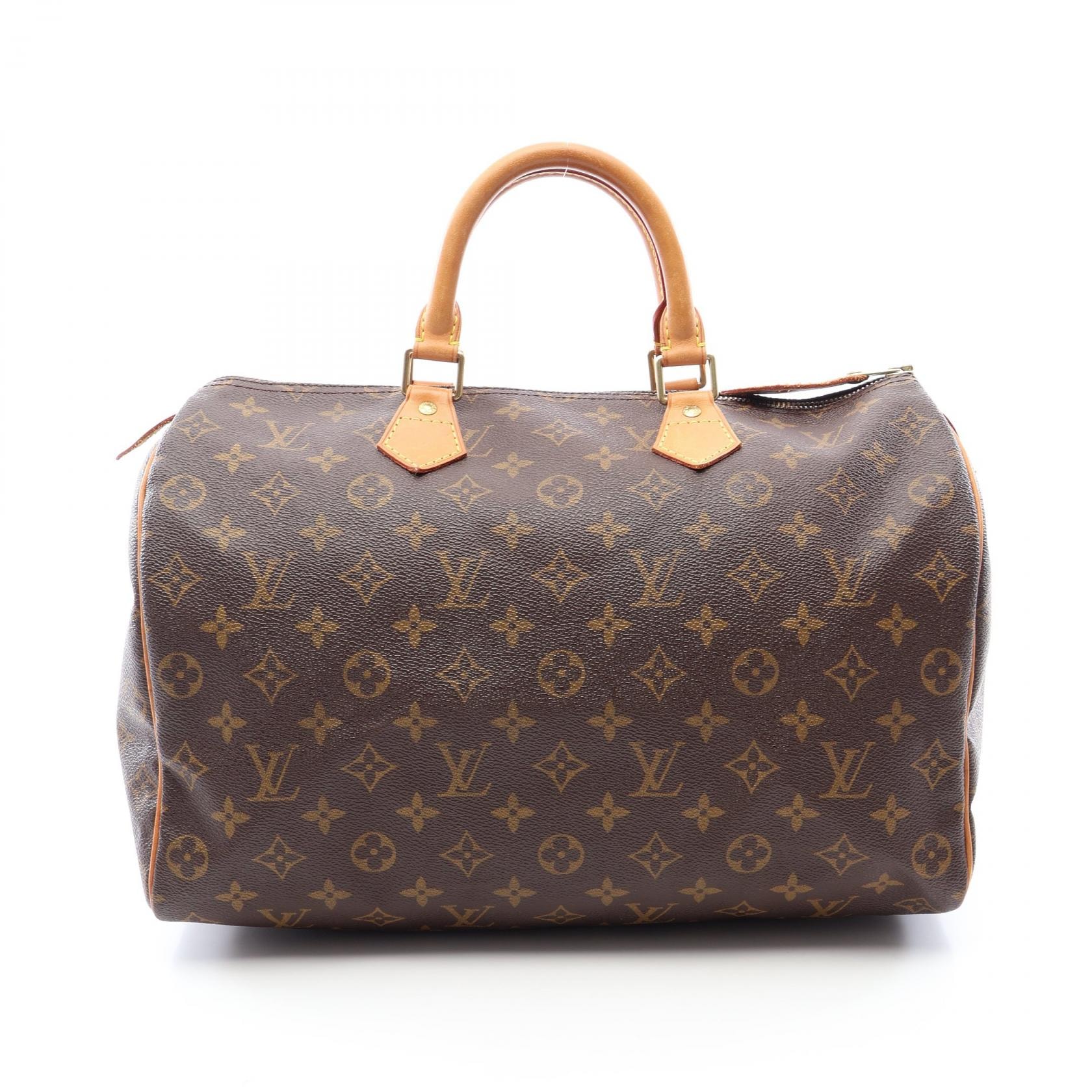 ルイ・ヴィトン LOUIS VUITTON スピーディ35 ハンドバッグ バッグ PVCコーティングキャンバス レザー モノグラム レディース ブラウン系 M41524 【中古】