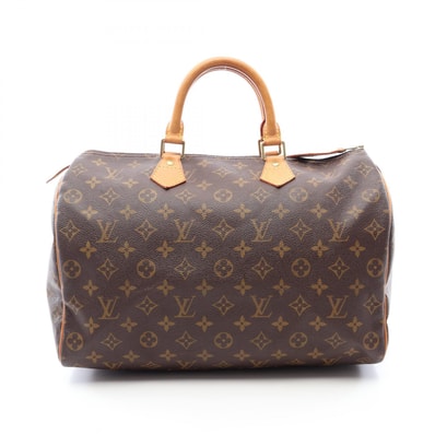 ルイ・ヴィトン LOUIS VUITTON スピーディ35 ハンドバッグ バッグ PVCコーティングキャンバス レザー モノグラム レディース ブラウン系 M41524 【中古】