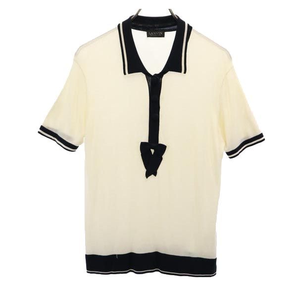 LANVIN ランバン 半袖 襟付き セーター アイボリー×ブラック ニット