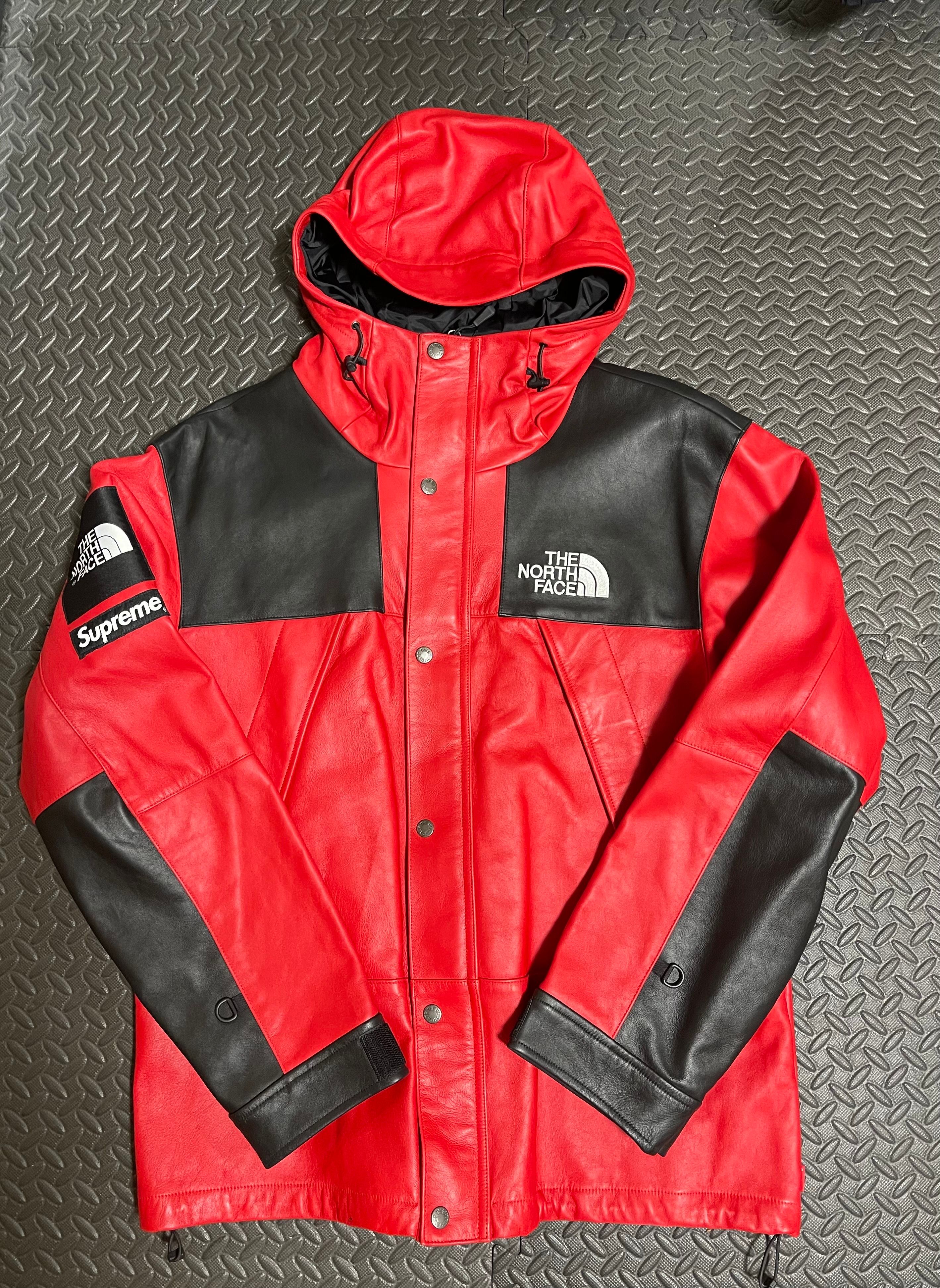 Supreme x The North Face Leather Mountain Parka "Red"