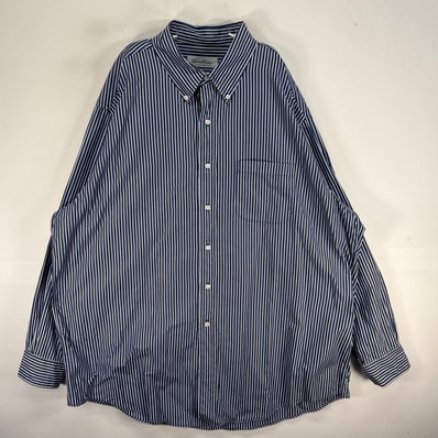 古着 ブルックスブラザーズ Brooks Brothers 長袖シャツ ボタンダウン 胸ポケ 2XL ネイビー系 ストライプ メンズ