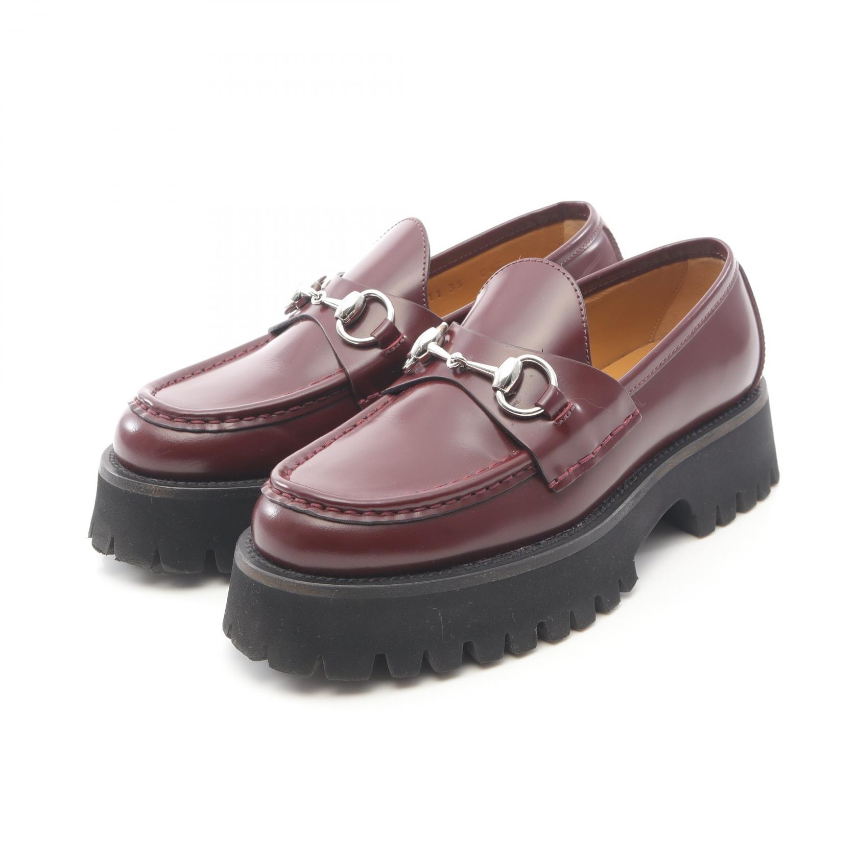 グッチ GUCCI ホースビット ローファー 靴 レザー レディース ボルドー系 【中古】