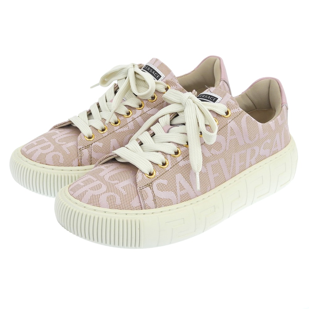 ヴェルサーチ キャンバス 総柄 スニーカー シューズ レディース ピンク 36 36
