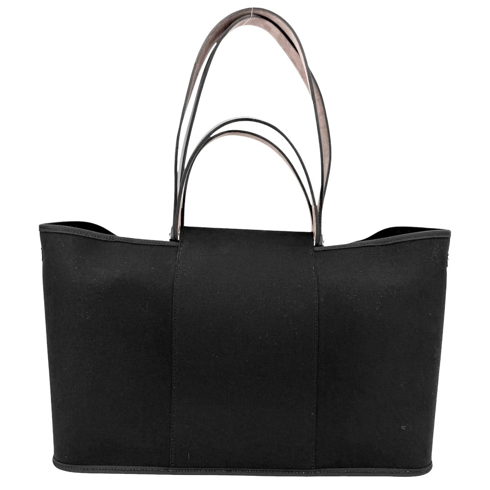 HERMES エルメス 2WAY カバックエランPM ハンドバッグ ショルダーバッグ 肩掛け トートバッグ □M キャンバス  レザー   ブラック 黒 ブラウン 茶 シルバー金具 レディース 美品 2009年【中古品】