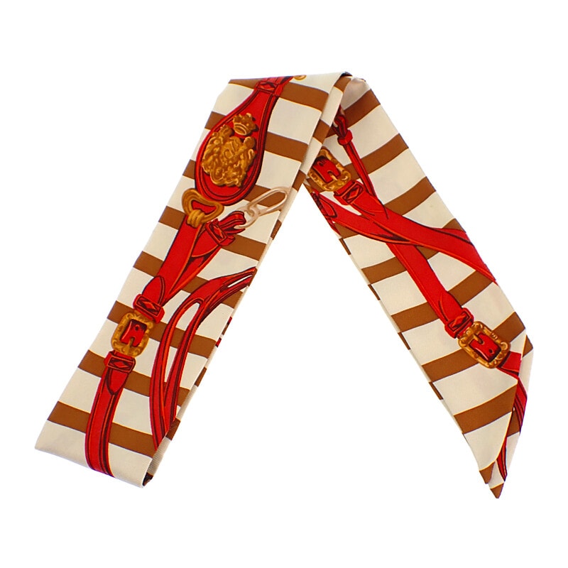 エルメス ツイリー スカーフ シルク マルチ レッド【中古】【ABランク】
