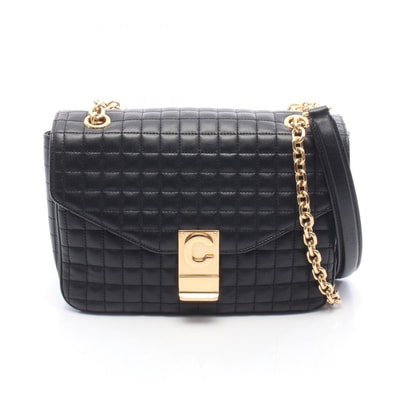 セリーヌ CELINE C セー ミディアム ショルダーバッグ バッグ レザー レディース ブラック系 187253BFC.38NO 【中古】