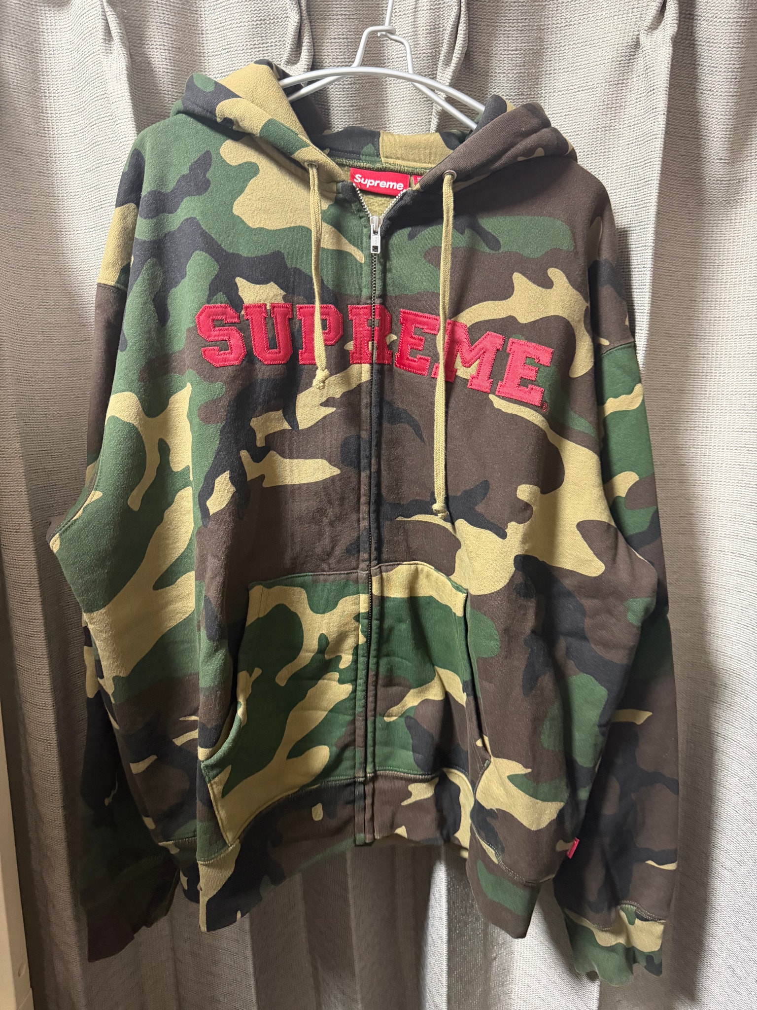 Supreme Collegiate Applique Zip Up Hooded Sweatshirt "Woodland Camo"