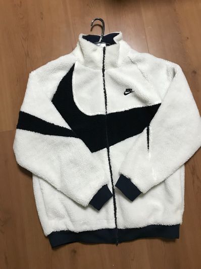 Nike Big Swoosh Reversible Boa Jacket "Sail/Dark Obsidian"