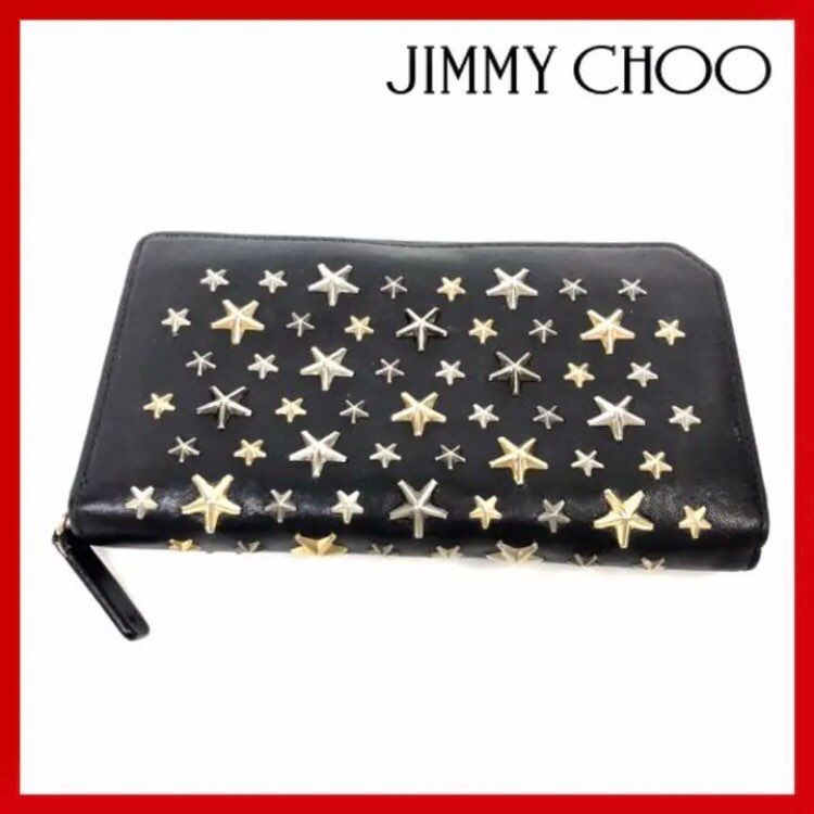 JIMMY CHOO(ジミーチュウ) カーナビー スタースタッズ付 長財布 黒