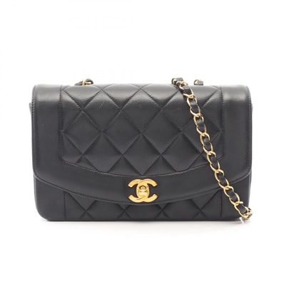 シャネル CHANEL マトラッセ ダイアナフラップ ショルダーバッグ バッグ ラムスキン(羊革) レディース ブラック系 【中古】