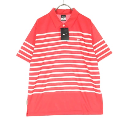 未使用 NIKE ナイキ スウッシュ ボーダー柄 半袖 ポロシャツ XL レッド