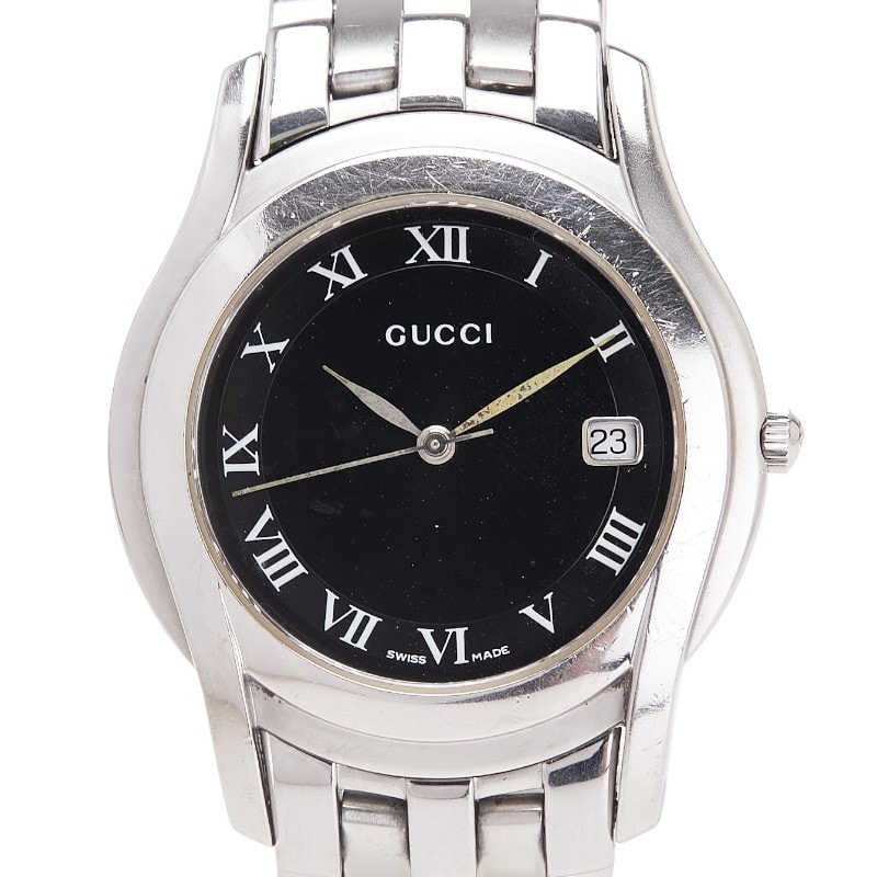 グッチ Gクラス 腕時計 5500M クオーツ ブラック文字盤 ステンレススチール メンズ GUCCI 【中古】