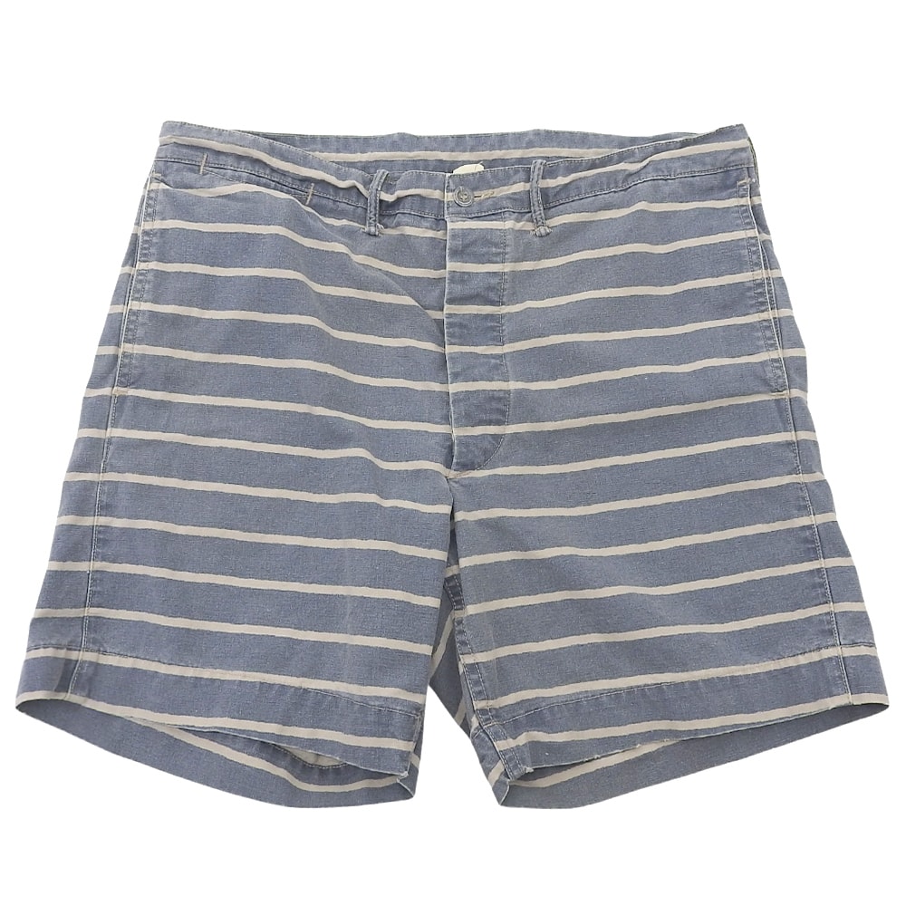 ダブルアールエル ろうけつ ボーダー USED加工 デニム ショーツ ブルー 32 ボトムス メンズ 32