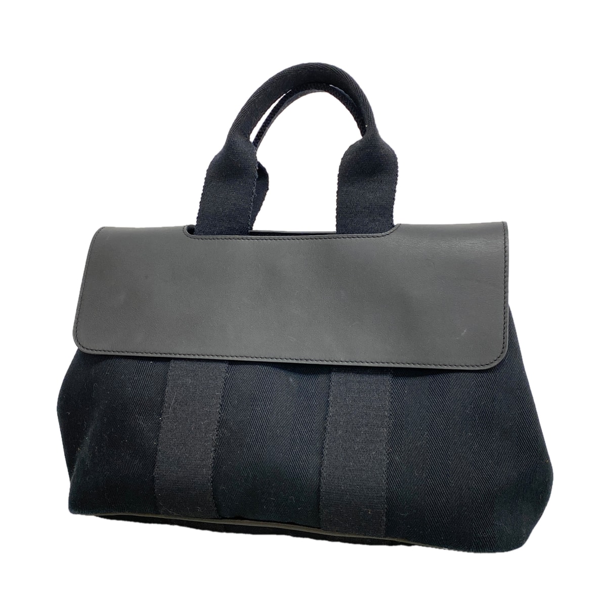 【6hd3577】エルメス ハンドバッグ ヴァルパライソPM トワルシェブロン ブラック シルバー金具【中古】レディース