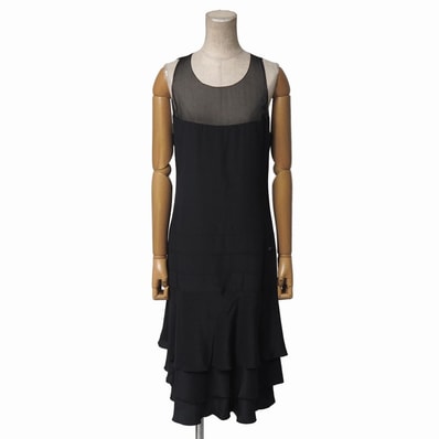 ■美品■CHANEL シャネル ワンピース サイズ38 03P 総シルク ティアード ノースリーブ ブランド古着【中古】20260615/RA9869
