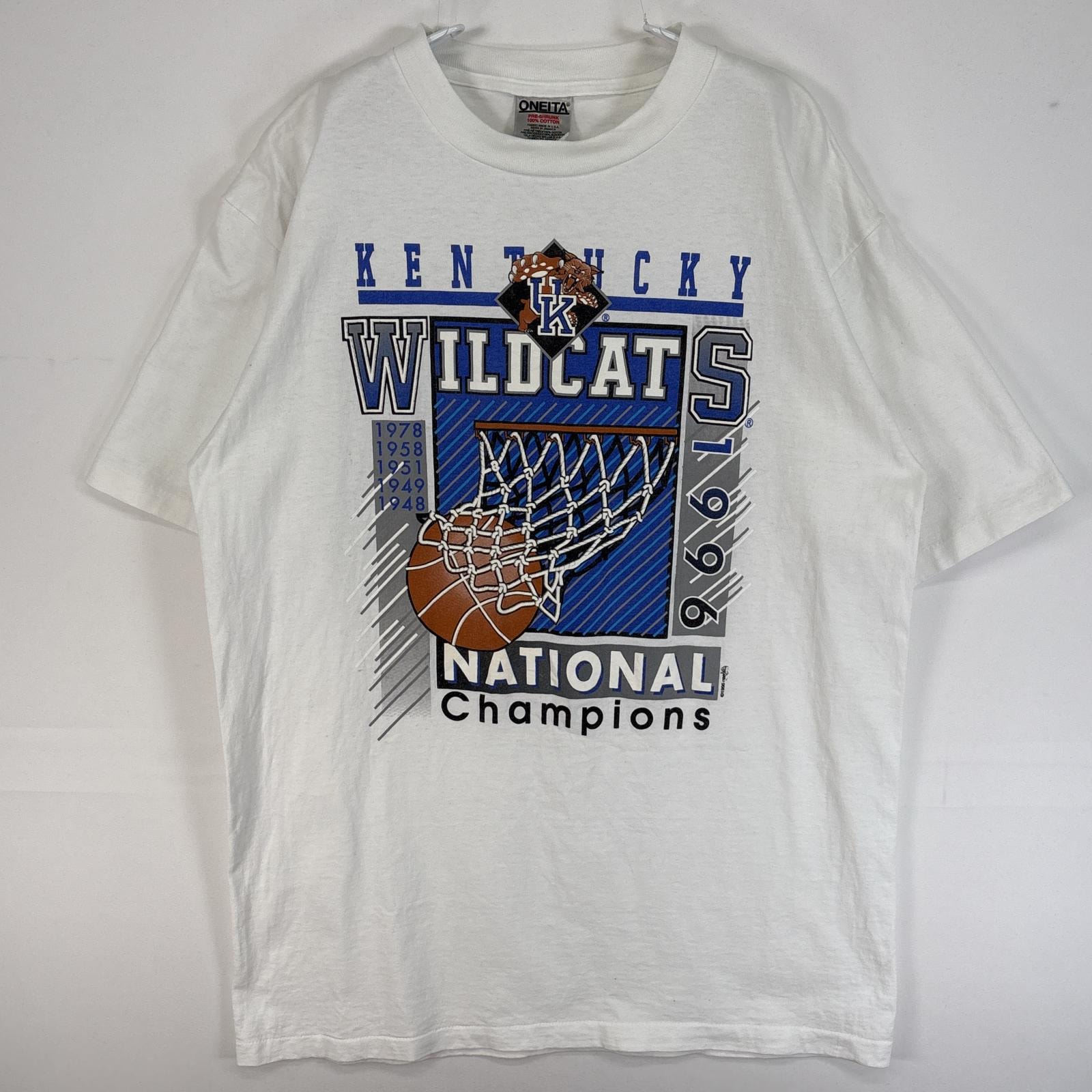 古着 90's/90年代 オニータ ONEITA 半袖Tシャツ シングルステッチ USA製 カレッジ ワイルドキャッツ 大判 L  ホワイト プリント メンズ