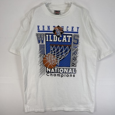 古着 90's/90年代 オニータ ONEITA 半袖Tシャツ シングルステッチ USA製 カレッジ ワイルドキャッツ 大判 L ホワイト プリント メンズ