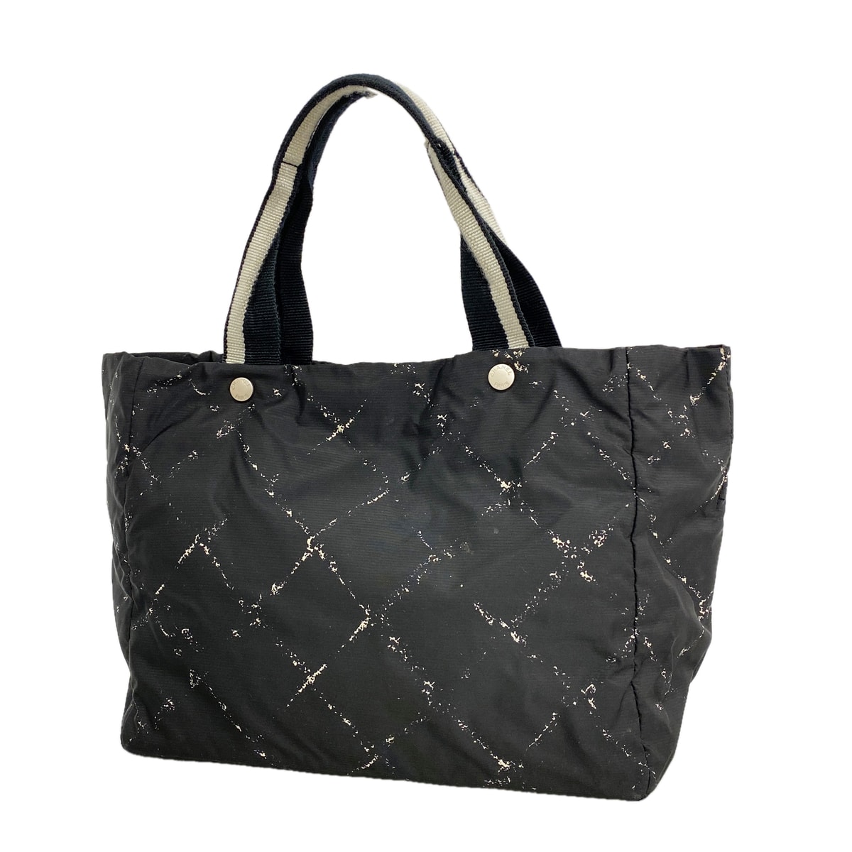 【6ke5641】シャネル トートバッグ 旧トラベル ナイロン ブラック シルバー金具【中古】レディース