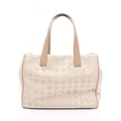 シャネル CHANEL ニュートラベルラインMM トートバッグ バッグ レザー ナイロンキャンバス レディース ベージュ系 A15991 【中古】