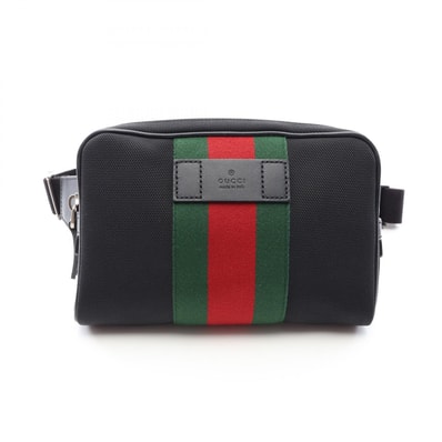 グッチ GUCCI シェリーライン ウエストバッグ ボディバッグ バッグ キャンバス レザー メンズ レディース ブラック系 / レッド系 / グリーン系 630919 【中古】