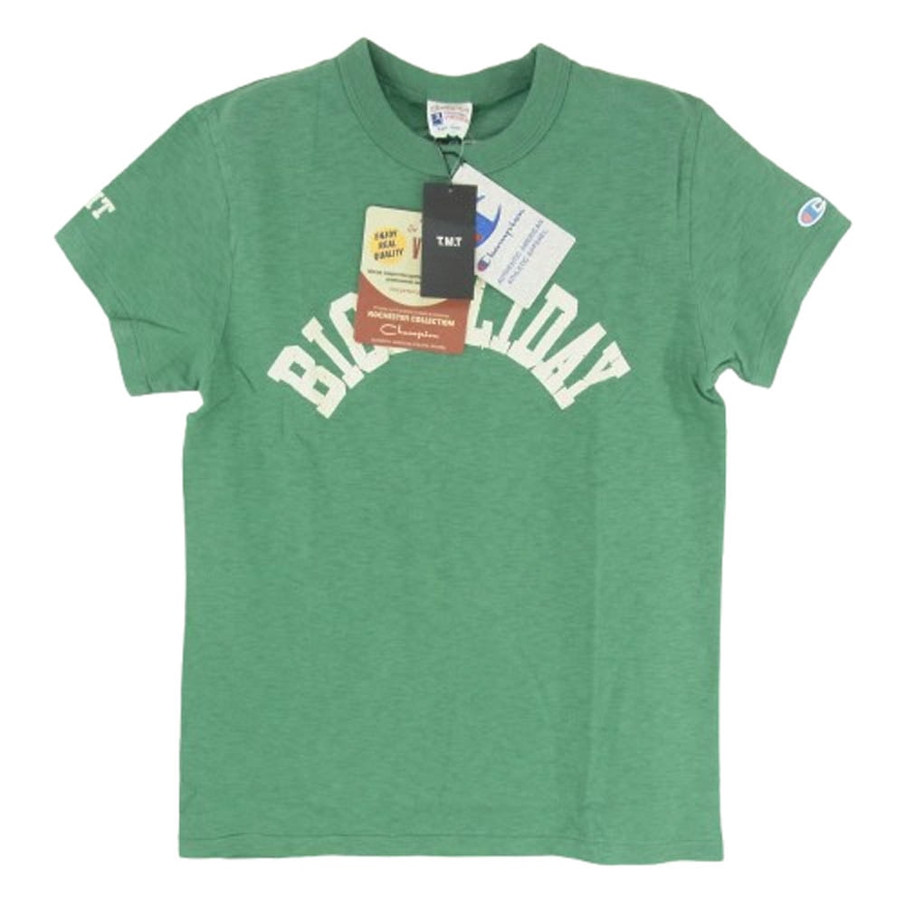 Champion チャンピオン Tシャツ × TMT ティーエムティー プリント Tシャツ 半袖カットソー グリーン系 S【新古品】【未使用】【中古】